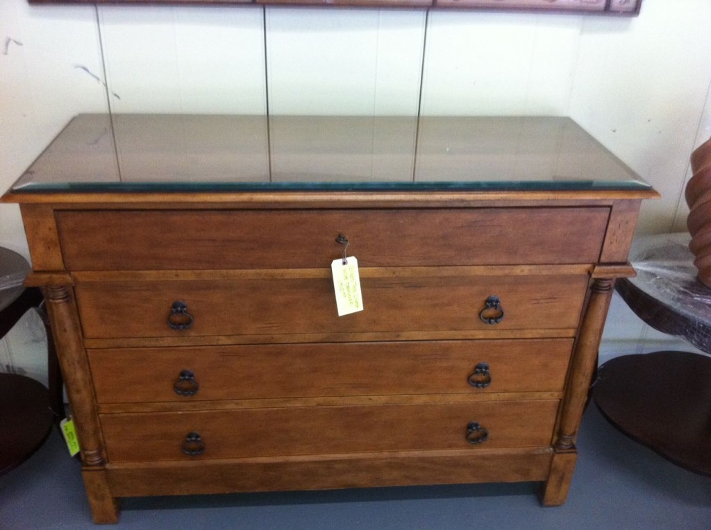 4 Drawer Glass top Dresser